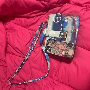 Floral Blue and Clear Crossbody Bag
